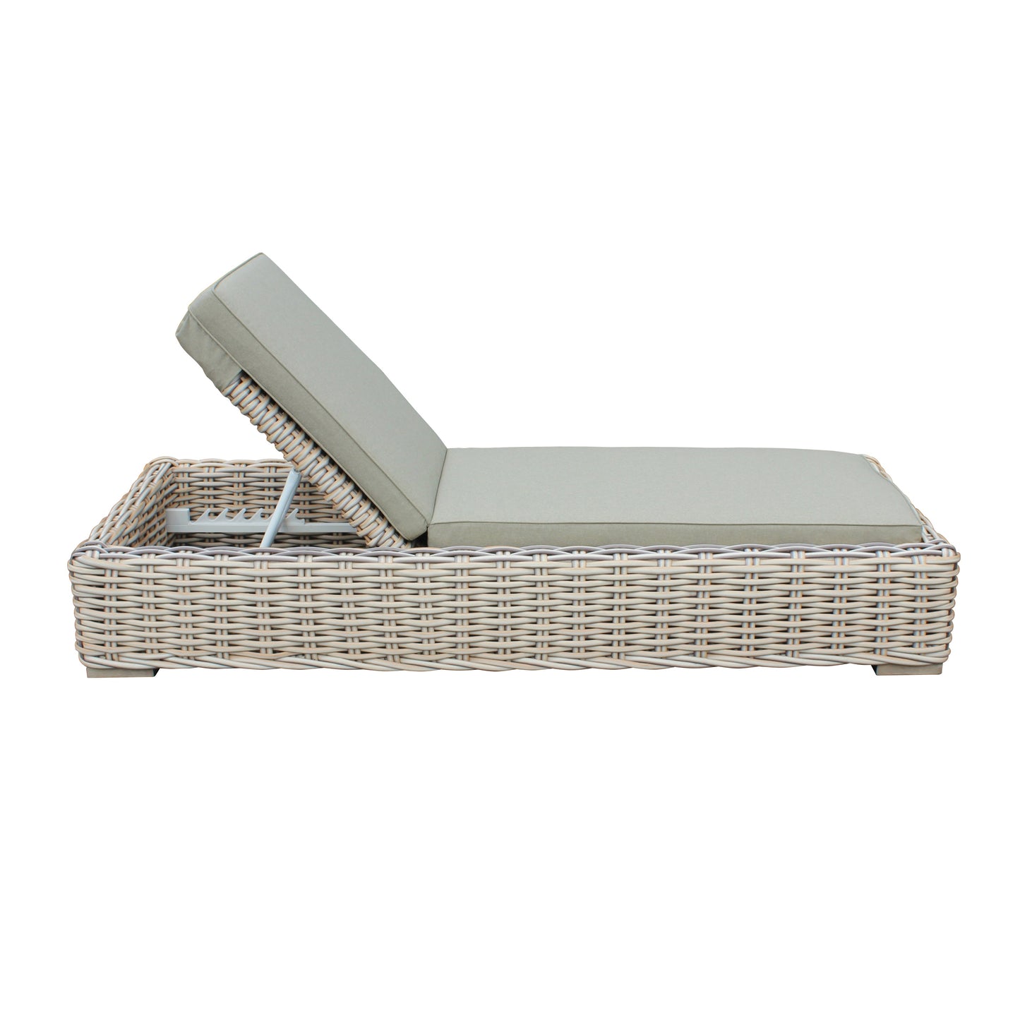 Anna 79 X 31.5 Inch Outdoor Wicker Aluminum Frame Sun Lounger in White and Grey 5