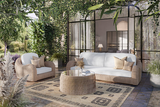 Katalina 3-Piece Outdoor and Backyard Poly Hyacinth Furniture Set with Aluminum Frame