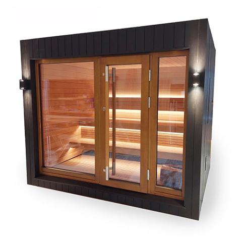 SaunaLife Model G7S Pre-Assembled Outdoor Home Sauna with Bluetooth Audio- 6 Persons