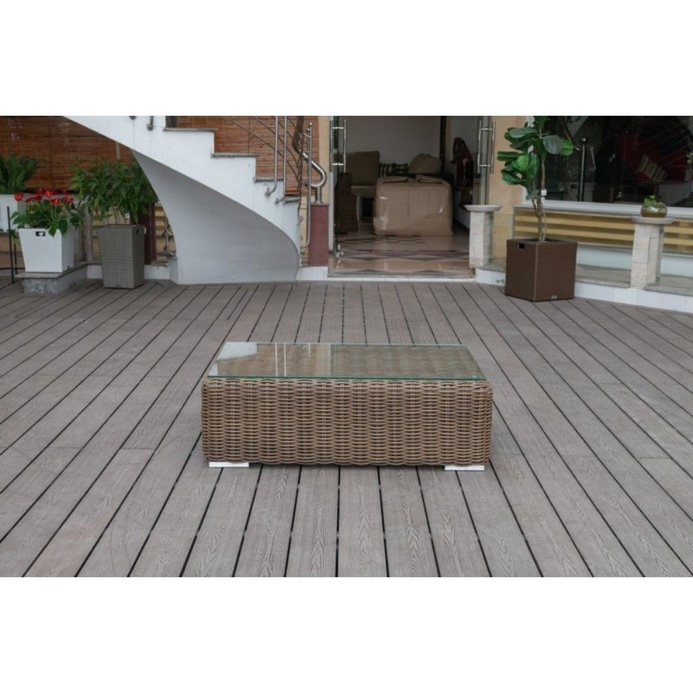 Lana 4-Piece Outdoor Wicker Furniture Set in Brown with Wicker Coffee Table 3