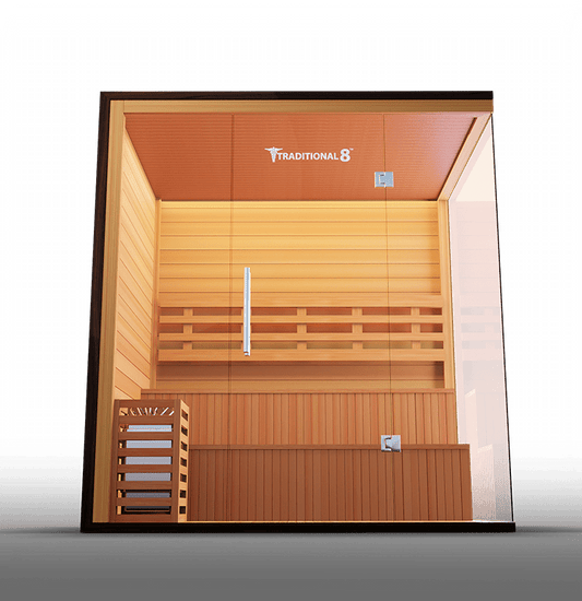 Traditional Indoor Sauna 8 Plus - Glass Front & Left Wall