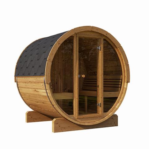 SaunaLife Model E7G Sauna Barrel Glass Front