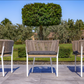 Santino + Melina 7-Piece Outdoor Dining Set - Wood Dining Table and 6 Rope Backing Chairs with White Legs 3