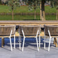 Santino + Melina 7-Piece Outdoor Dining Set - Wood Dining Table and 6 Rope Backing Chairs with White Legs 2