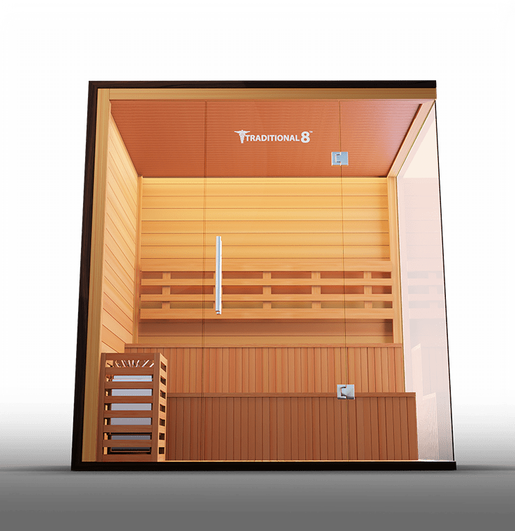 Traditional Indoor Sauna 8 Plus - Glass Front & Left Wall