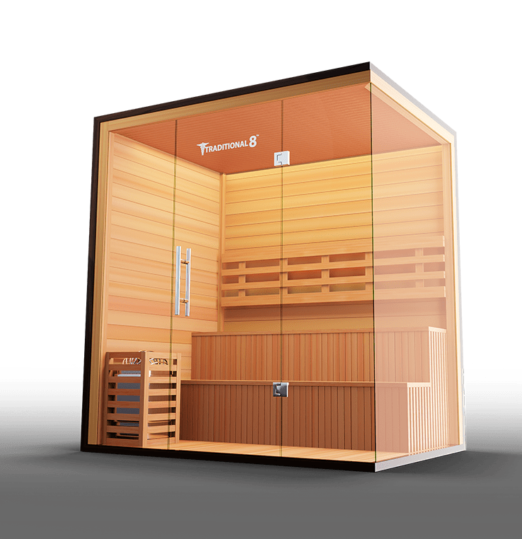 Traditional Indoor Sauna 8 Plus - Glass Front & Left Wall 3