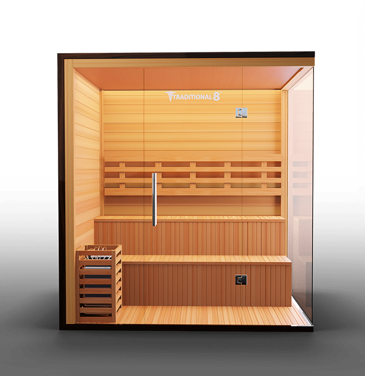 Traditional Indoor Sauna 8 Plus - Glass Front & Left Wall 4