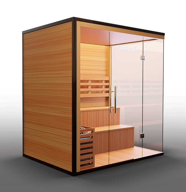 Traditional Indoor Sauna 8 Plus - Glass Front & Left Wall1