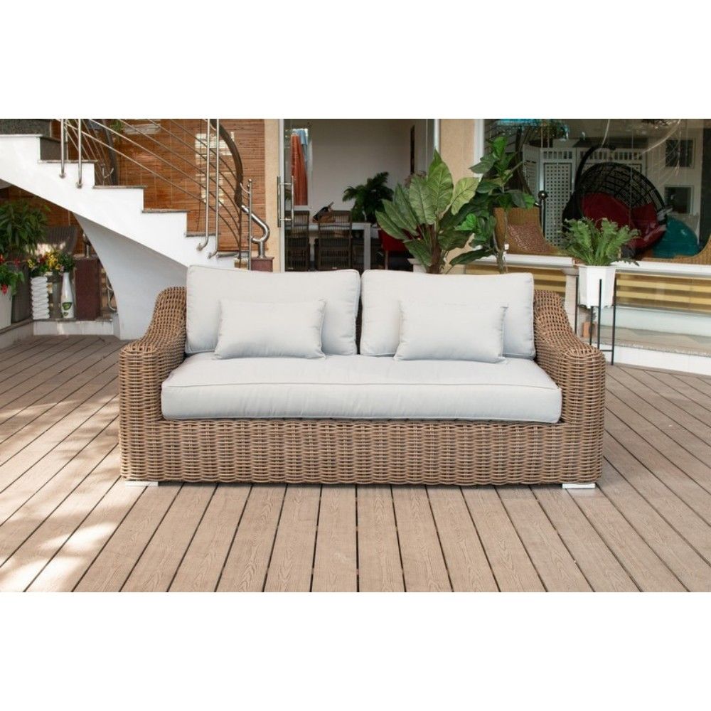Lana 4-Piece Outdoor Wicker Furniture Set in Brown with Wicker Coffee Table 1