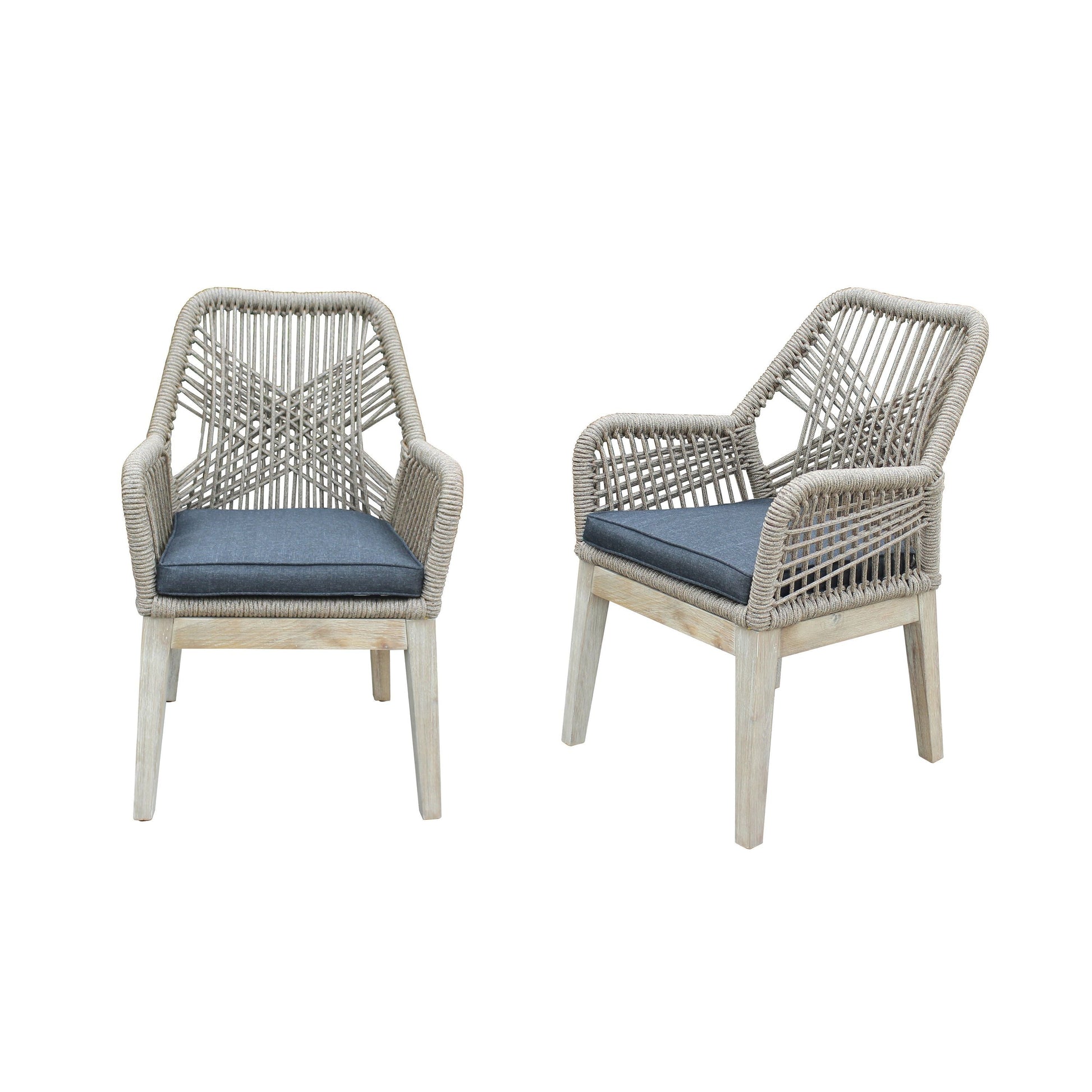 Santino Wood, Aluminum, and Rope Dining Chair with Cushion (Set Of 2) 4